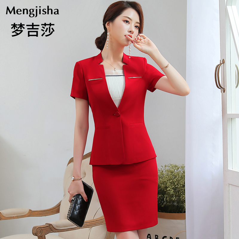 Red Short-Sleeved Blazer Women's Professional Formal Wear 2025 New Korean Style Suit Women's Work Clothes Elegant Workwear