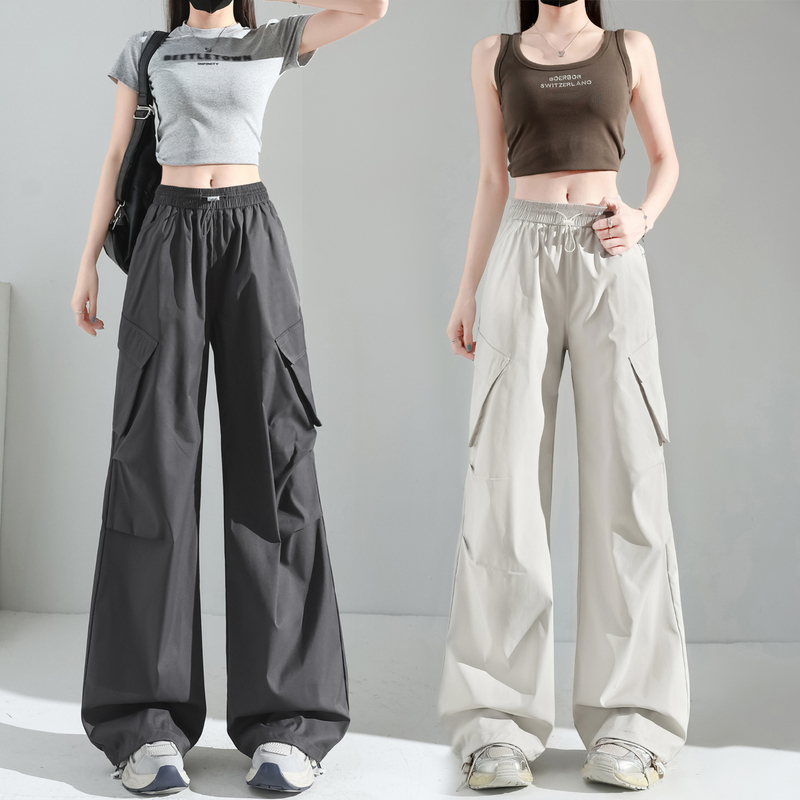Gray Quick-Drying Cargo Pants for Women, Summer Thin Style 2026 New American Cool Style, Loose Casual Hiking Sports Pants Gray Quick-Drying Cargo Pants for Women, Summer Thin Style 2026 New American Cool Style, Loose Casual Hiking Sports Pants