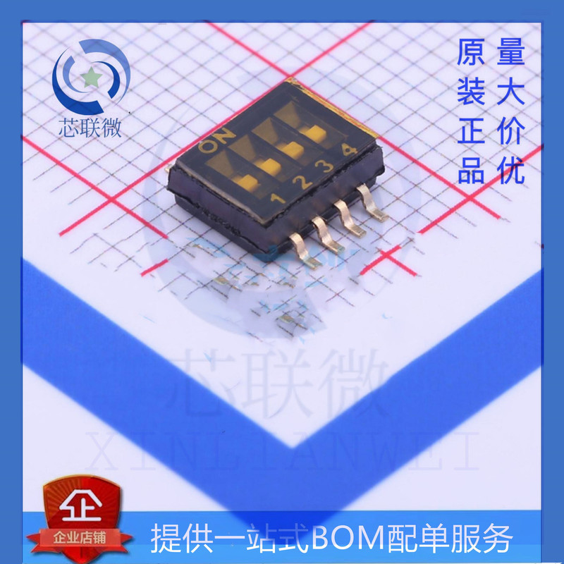 Brand New Dshp04Ts-S Package Smd-8P, 5.4X6.7Mm Dial Switch Switch Number: 4 Digits Brand New Dshp04Ts-S Package Smd-8P, 5.4X6.7Mm Dial Switch Switch Number: 4 Digits