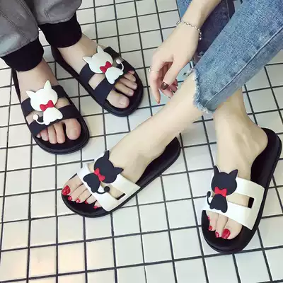 Cat slippers female summer indoor bathroom non-slip cute home couple slippers soft bottom cartoon slippers home