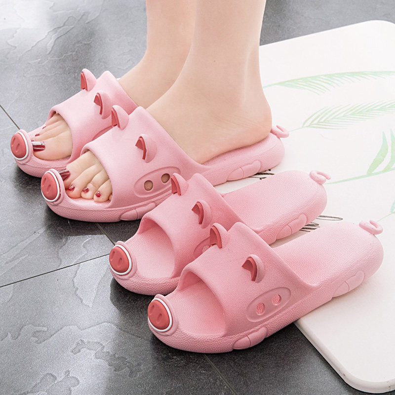 Slippers Women Cool Slippers Home Bathroom Bath Anti Slip Slippers Women Indoor Cartoon Thick Bottom Piglet Sandals Lady