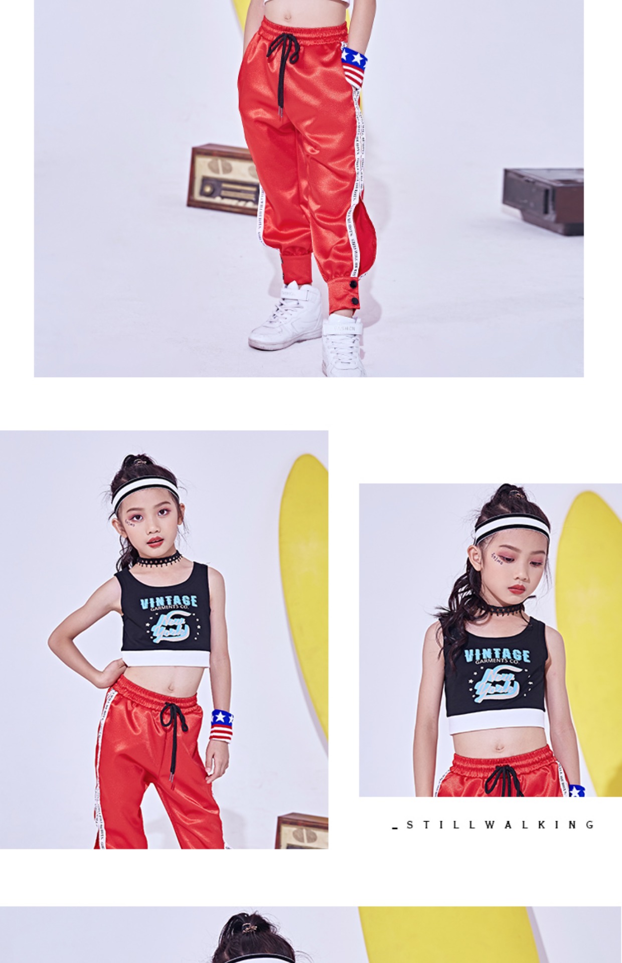 Khiêu vũ trẻ em thiết lập quần áo hip hop thực hành quần áo nhảy múa rốn quần áo cô gái nhảy jazz trang phục quần áo thủy triều bộ trang phục múa bale đáng yêu