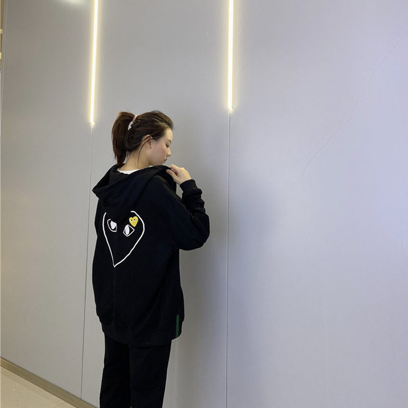 2021 New Tide Brand Coat Women's Fall/Winter Joker Back Love Cotton Long Sleeve Loose Couple Hooded Sweatshirt