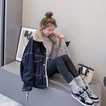 Gush Denim Jacket Woman 2021 Autumn Winter New Korean version Loose Goat Hair Design Sensation Small Crowd Thickened Cotton Clothing Tide