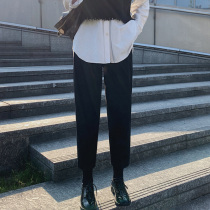 Woolen suit pants woman 2021 autumn winter new temperament casual 90% small leggings thickened with high waist Hallen smoke tube pants