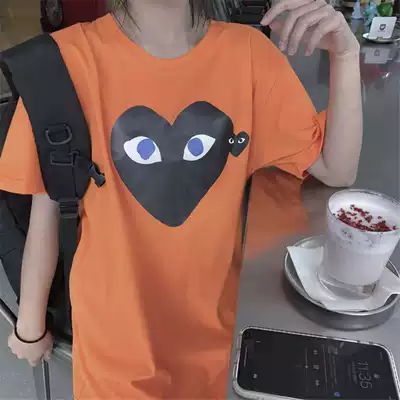 2021 Summer New Japanese Tide Brand Star Big Brand Same Short Sleeve Men and Women Love Print Cotton T-Shirt Women