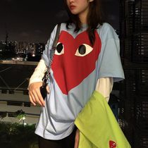 2021 spring and summer new star with big love short sleeve female ins tide couple cotton round neck loose Joker T-shirt