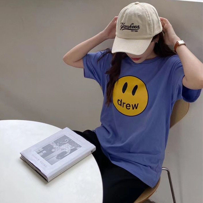 2022 Summer new Justin Bieber's same Drew smiley face short sleeve male and female lovers loose T-shirts with superfire