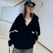 Even hat guard woman 2022 new autumn and winter trendy loose plus thickened cardiovert blouse Coloured baseball suit jacket
