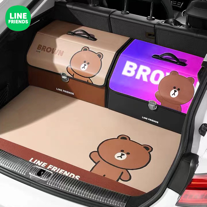 LINE genuine cute car trunk storage box car storage box home storage tail box large universal