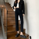 Черные цветные прямые свободные джинсы, демисезонные штаны, высокая талия, 2024 года, оверсайз, свободный крой