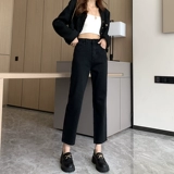 Черные цветные прямые свободные джинсы, демисезонные штаны, высокая талия, 2024 года, оверсайз, свободный крой