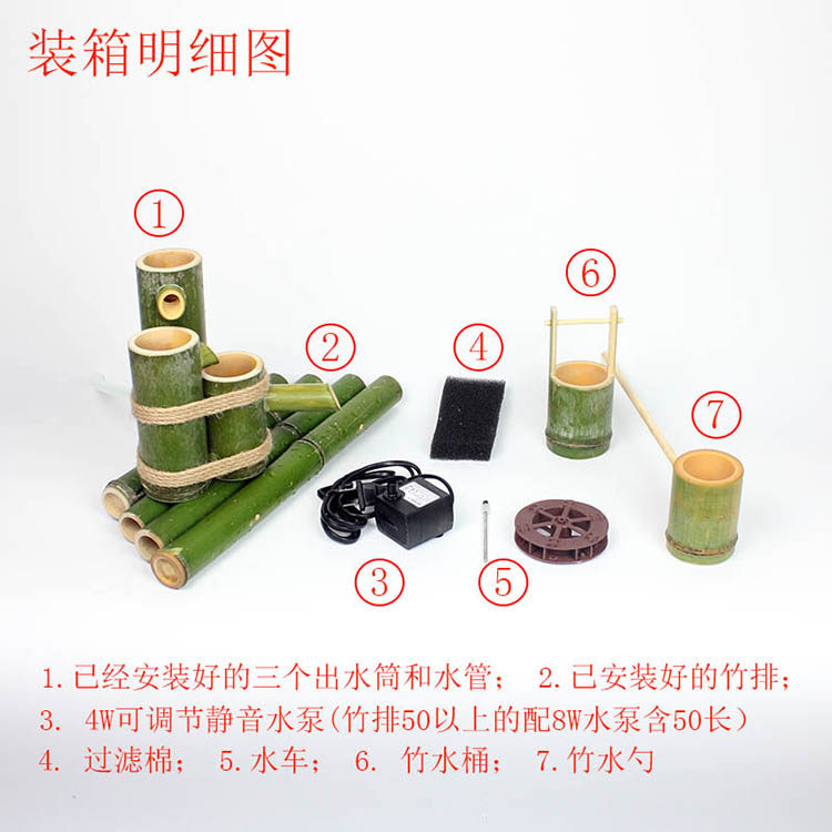 流水擺件盆景竹筒流水竹流水擺件魚缸石槽循環流水過濾器水景缸造景風水輪水車擺件 Yahoo奇摩拍賣