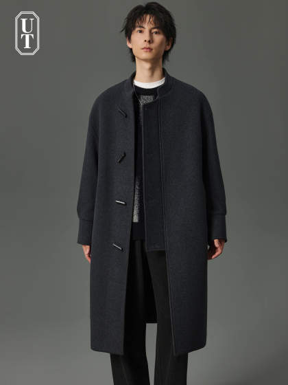 中式小立领羊毛呢子大衣男士中长款休闲宽松冬季加厚风衣外套男