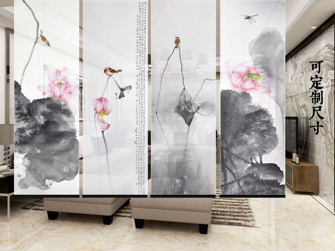 Love process new Chinese soft - cut soft - screen soft - screen translucent screen semi - transparent ink lotus