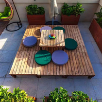 Customized outdoor anti-corrosion wood floor terrace garden courtyard platform carbonized wooden board waterproof balcony outdoor steps