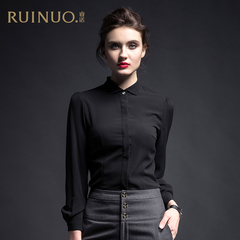 Ruinaw Shirt Lady Clothing Qi fashion to work for work clothes Casual Business Pure Color Long Sleeve Blouse White Collar Positive Dress