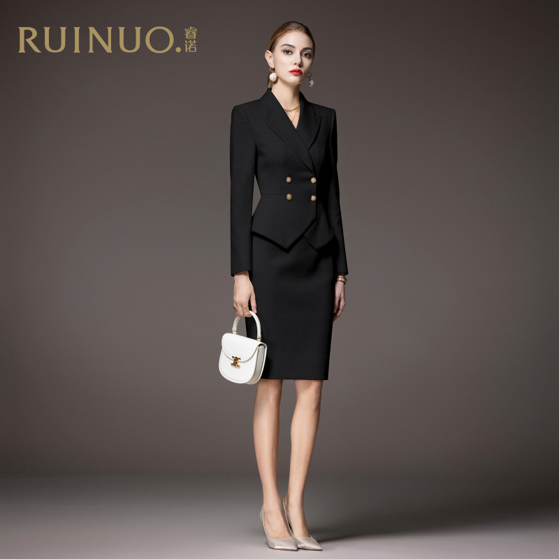 Ruino Black Suit Dress for Women, Spring Formal Occasion Business Suit Dress, Business Formal Attire, Reception Work Uniform
