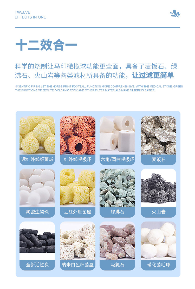 马印橄榄球鱼缸过滤材料纳米球陶瓷环培菌滤材鱼缸细菌屋净水过滤 detail 19
