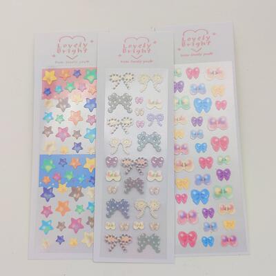 Korean cute pearl bow laser stickers, Instagram star-chasing cards, mobile phone decoration materials, Guka stickers