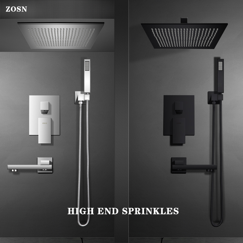 American Zoo stretched dark fit hot-melt integrated shower head embedded in wall style Hide Suspended Ceiling Sky Matt Black Shower Suit