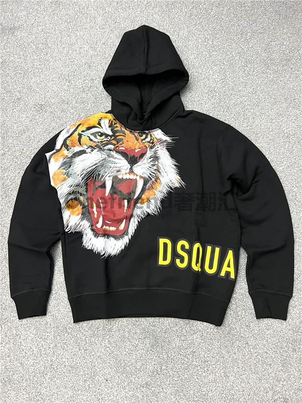 [OneFriend] DSQUARED2 22SS весна-лето тигровая голова принтованный удлиненный худи S74Gu0598