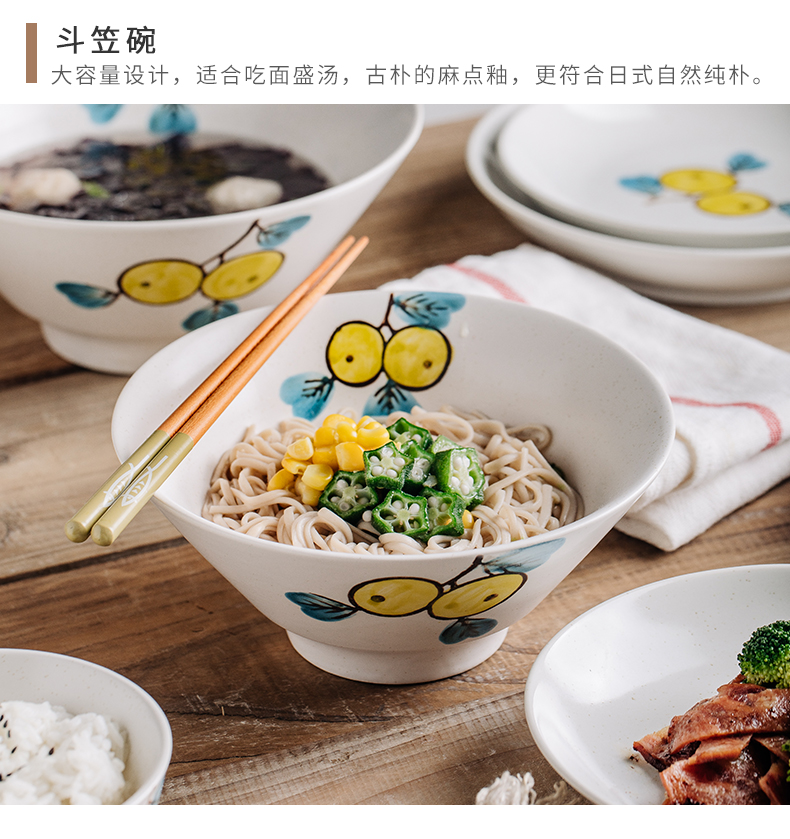 Creative loquat fruit Japanese ramen rainbow such as bowl bowl of soup bowl rainbow such use household eats 2 jobs, lovely ceramic tableware