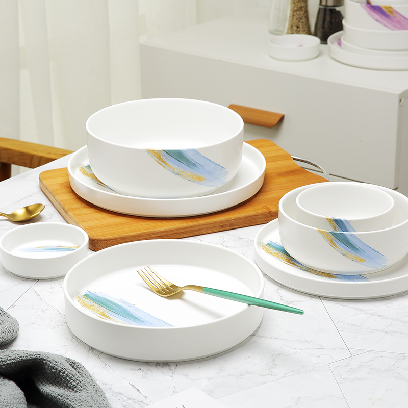 Miske dishes suit household contracted ceramic dishes, Korean dishes combine Nordic ins tableware to eat bread and butter