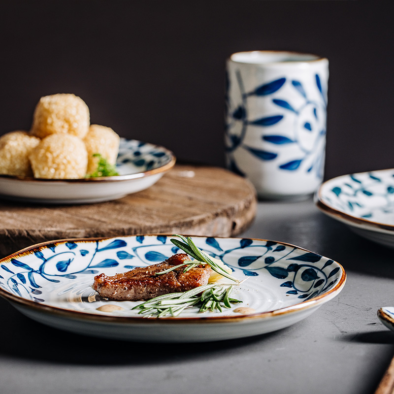 Japanese creative ceramic plate (SaPan hot plate plate has just irregular rib plate charge for plate in the kitchen