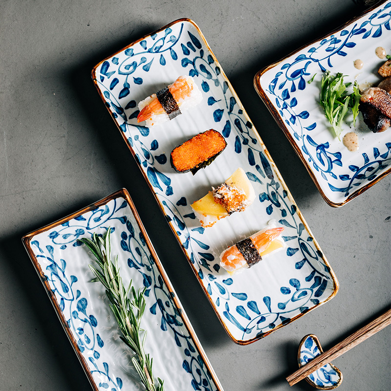 Creative hand - made a rectangle household ceramics steak dinner plate plate plate plate sushi plate Japanese fish dish plate