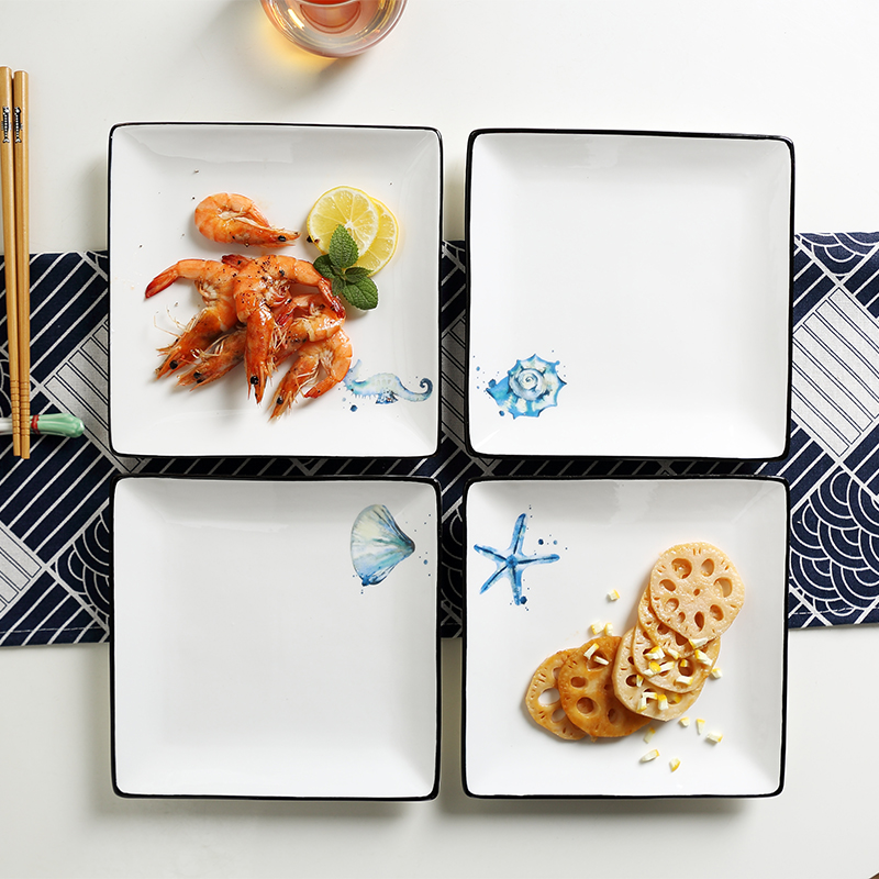 Ins European tableware western - style food dish steak dishes of household ceramic square plate of small cake plate flat plate