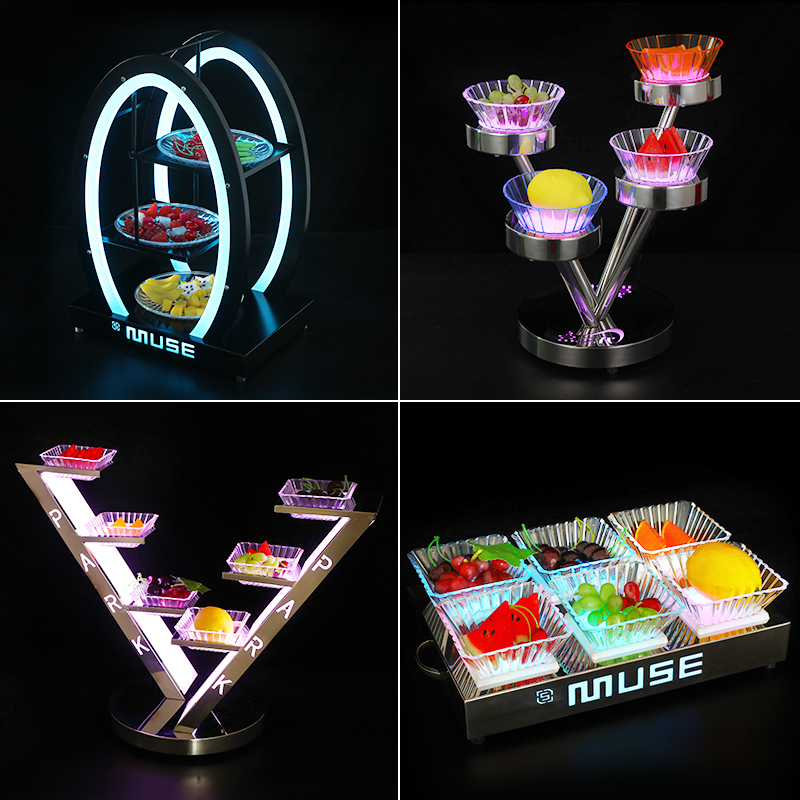 Zhoshang Bar fruit tray rack LED fruit parquet creative snacks Snack Dish Ktv Fruit Tray Saucer Shine Fruit Tray