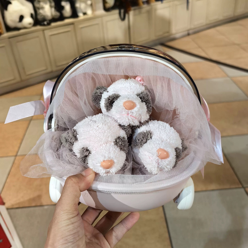 Chimelong Zoo Souvenir Panda Plush Toy Doll Portable Cradle Cute and Cool Triplets Newborn Gift Chimelong Zoo Souvenir Panda Plush Toy Doll Portable Cradle Cute and Cool Triplets Newborn Gift