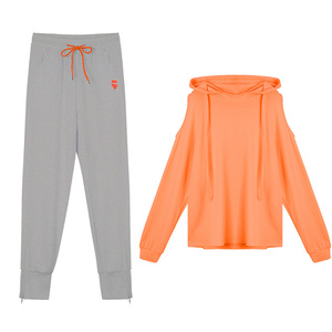 【奥朵芬】露肩洋气卫衣套装