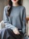 100% pure cotton thread contrast color miu sweater women's round neck sweater 2026 new thickened warm base top