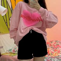 Ins Super Fire Gradient English Letter Long Sleeve T-shirt Female Autumn Korean Loose Student Tide Brand Wear Hong Kong Style Jacket