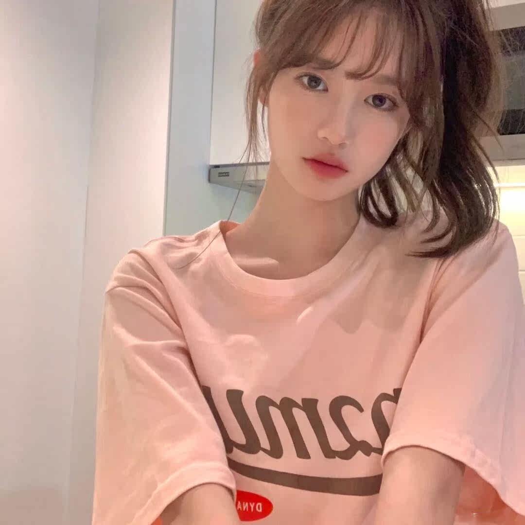 2021 New Internet Red Ins Tide Design Sensation small crowdsourced short sleeve T-shirt European and American milk Sweet peach pink blouses female summer