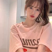 2021 new net red ins tide design feeling small short sleeve T-shirt European and American milk sweet peach pink coat women summer