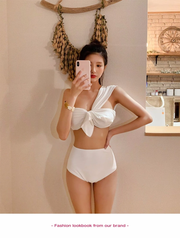 Chuu thắt nơ lớn buộc dây áo tắm nữ 2019 hè mới Hàn Quốc có khí chất rắn màu trong bikini - Bikinis