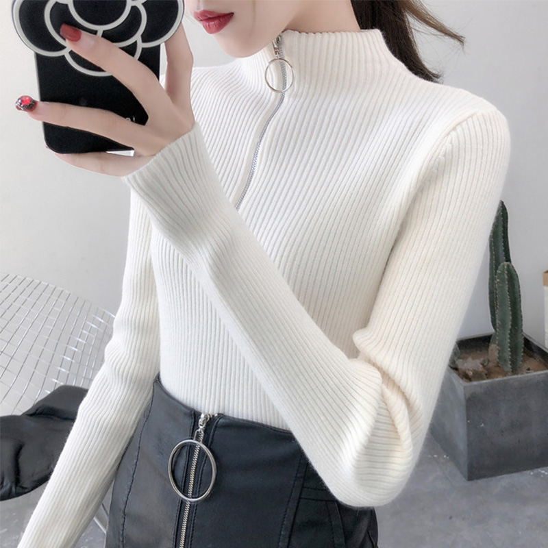 Spring Dress 2022 New Exploits Lady Sweater Woman Inside Lap Half High Collar 100 Hitch Knit Undershirt Woman Autumn Winter