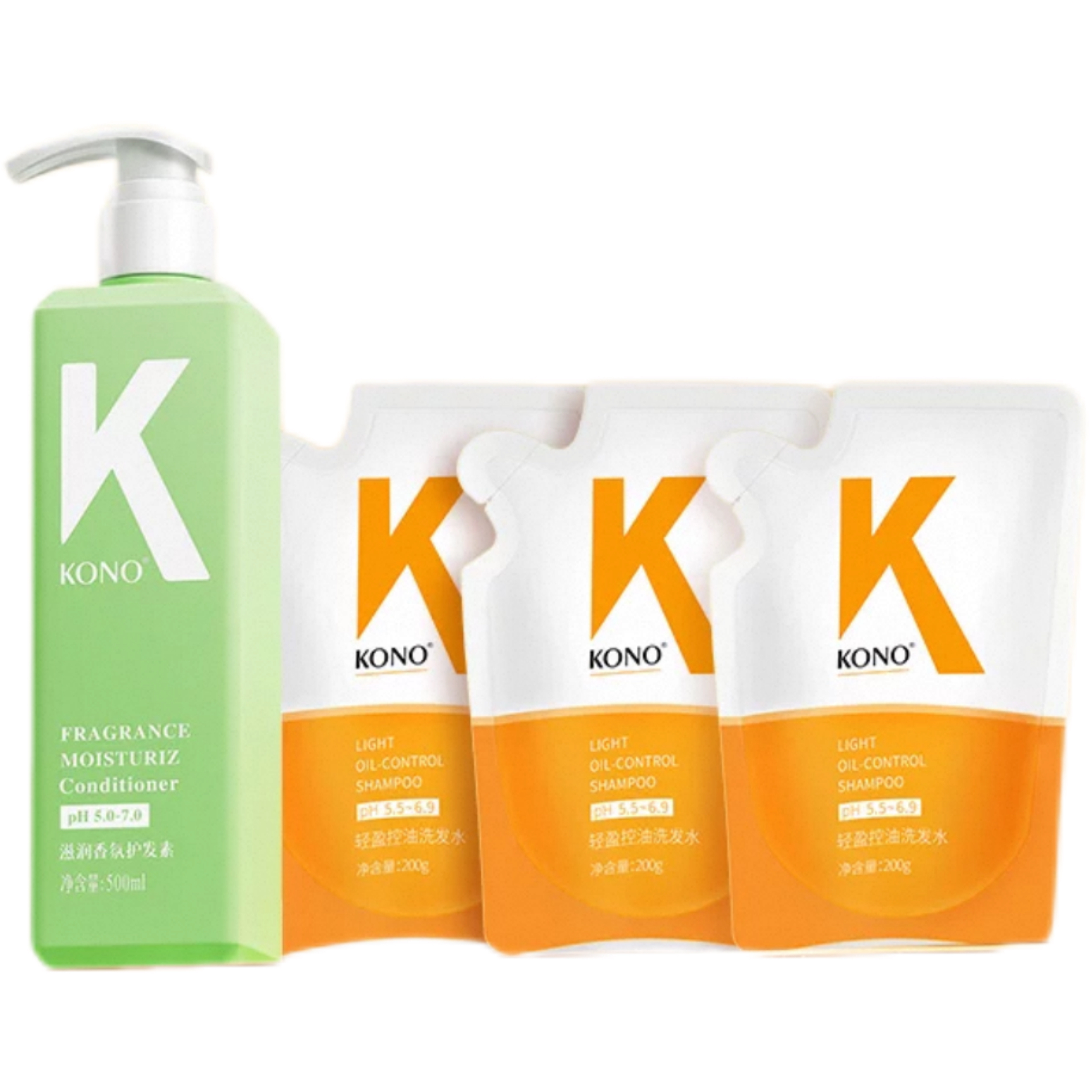 KONO护发素500ml+控油洗发水补充装200g*3