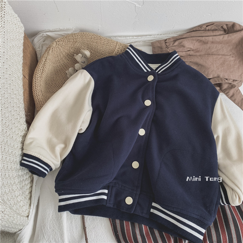 Texture fabric comfort ~ Han Fan personality children baseball uniforms neutral male and female baby jacket jacket small cardiovert autumn