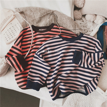 Korean custom boys sweater 2019 autumn and winter new girls horizontal striped sweater neutral wild recommendation