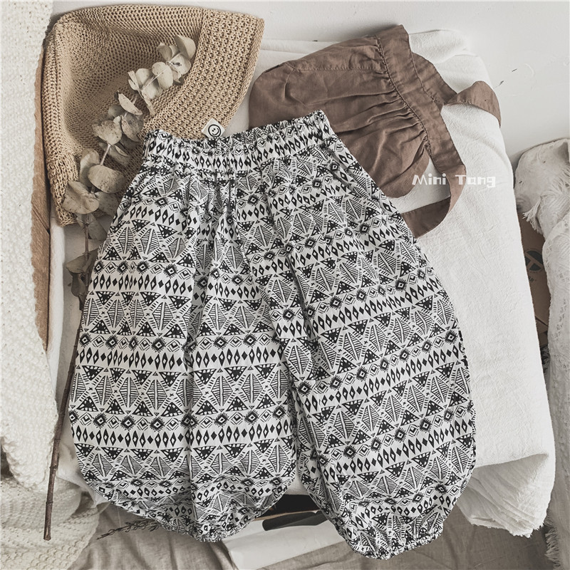 Ultra practical ~ ethnic wind children full cotton 90% pants male and female baby 100 hitch mosquito-proof pants light cage pants summer loading