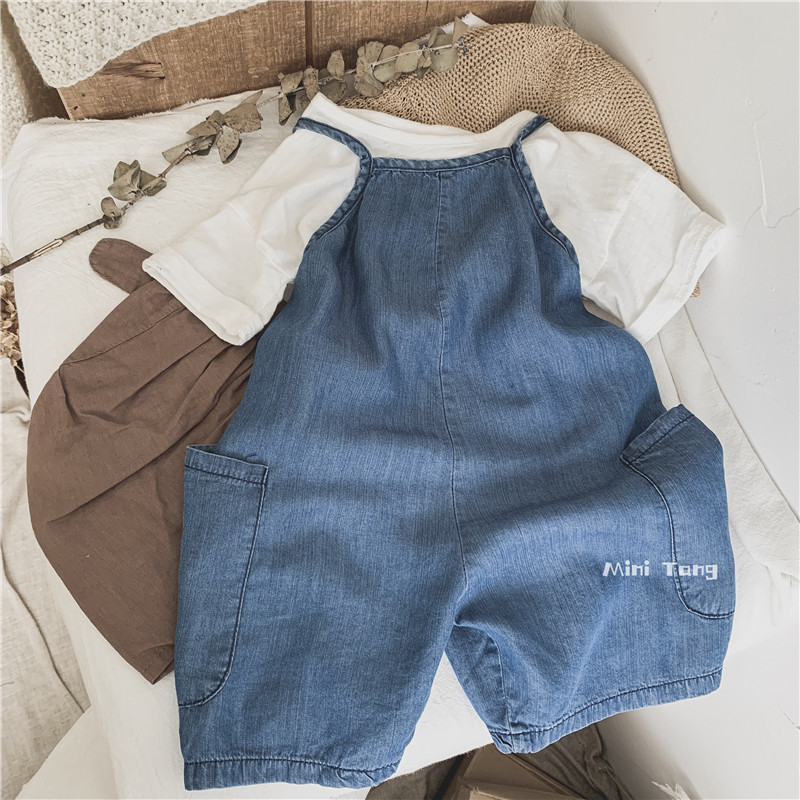 Wearable jumpsuits ~ thin, soft, cool, neutral, male and female, baby, children's denim, baby bag, pants, shorts, summer dress