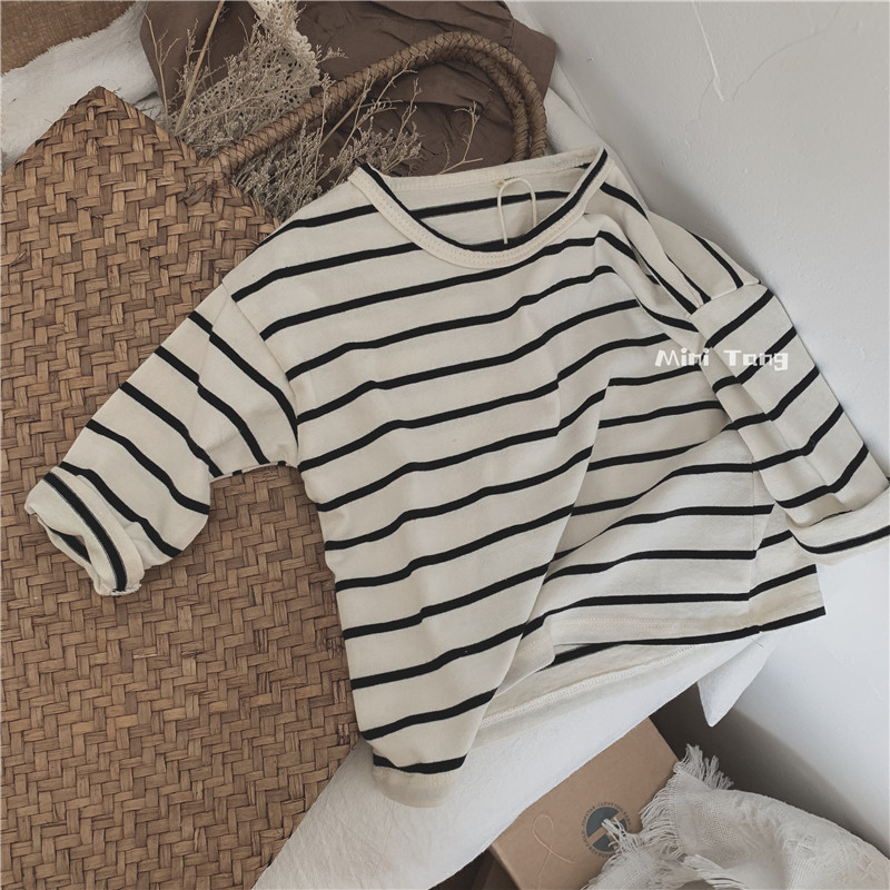 Good quality at a glance~ Han Faner basic children's classic striped long-sleeved T-shirt baby loose top spring and autumn clothes