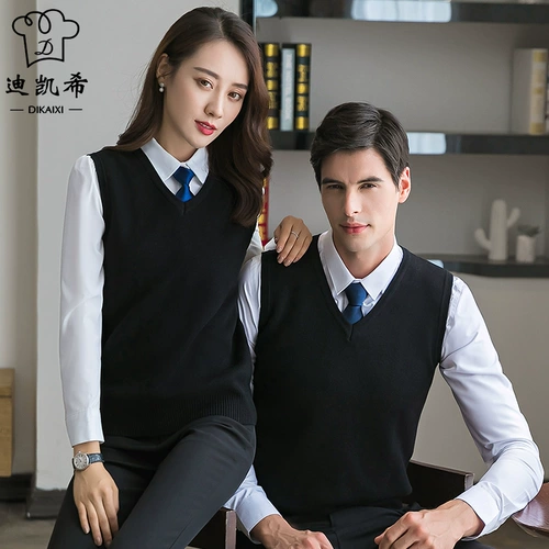 Шерстяной свитер для работы, пуховик подходит для мужчин и женщин, жилет для отдыха, осенний, V-образный вырез, в корейском стиле, облегающий крой