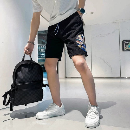 Шорты, летние тонкие штаны для отдыха, китайский стиль, с вышивкой