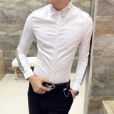 Мужская трендовая кружевная рубашка, в корейском стиле