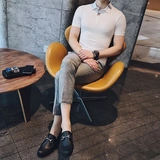 Мужская трендовая футболка polo в английском стиле для отдыха, короткий рукав, облегающий крой, с вышивкой